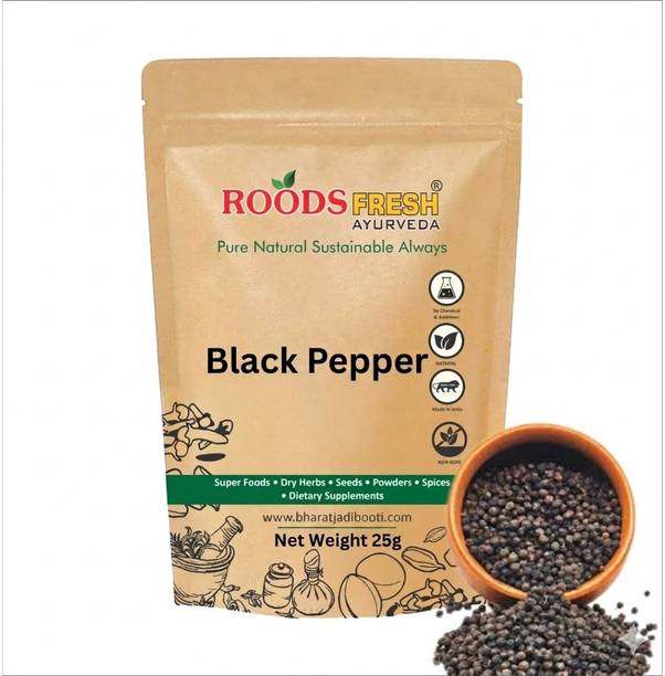 Roods Fresh Black Pepper 25g Whole Kali Mirch | Natural Piper Nigrum, Bold & Spicy