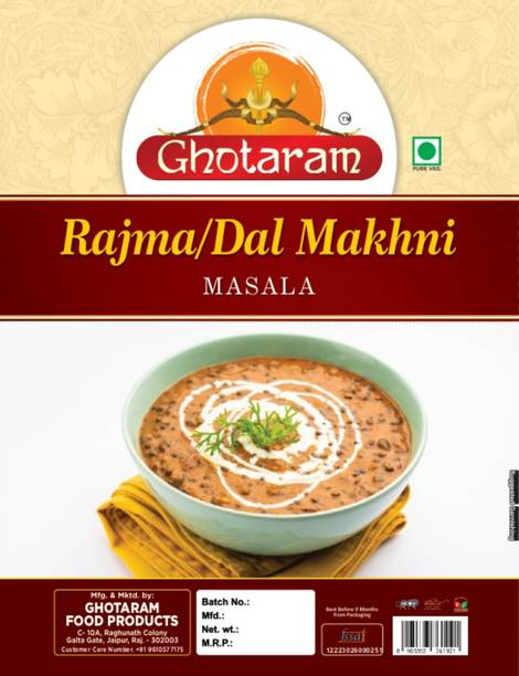 GHOTARAM Premium Quality Lucknowi Nawabi Dal Makhani / Rajma Masala-240Gx1Pk