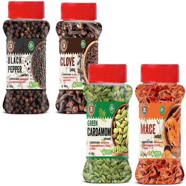 Brew Lab Sabut Garam Masala Black Pepper-100g, Clove-100g, Cardamom-80g, Mace-70g