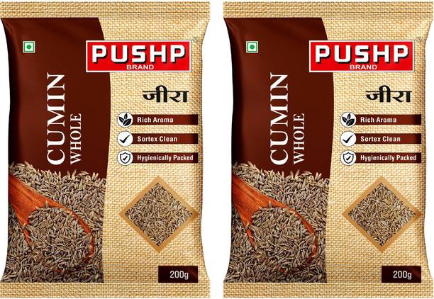 Pushp Brand Whole Jeera | Premium Cumin Seeds for Cooking & Tadka | 200g Pouch