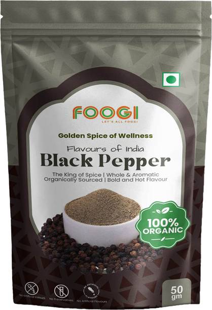 foogi Black Pepper Powder | Whole Bold Peppercorns with Aromatic, Hot & Pure Flavour