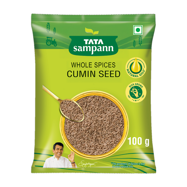 Tata Sampann Cumin Seed (Jeera), Whole Spices, Natural Oils*, Rich Aroma,