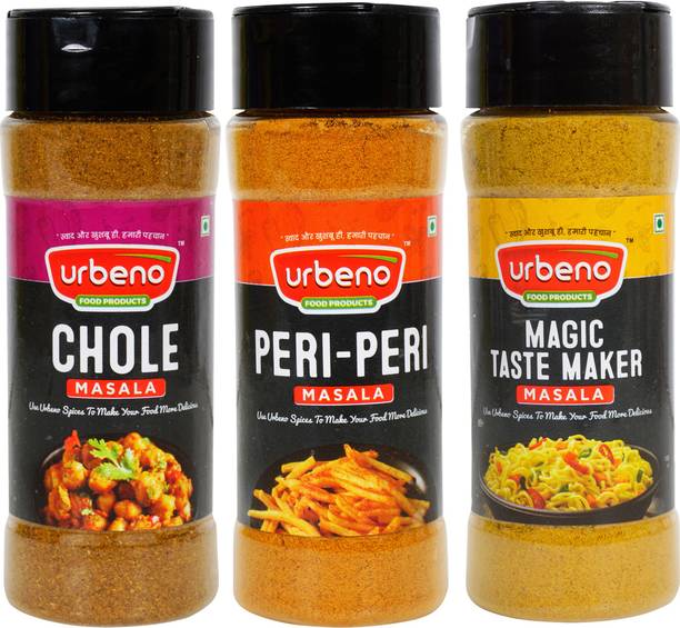 Urbeno Natural & Pure Chole, Peri Peri And Magic Taste Maker Masala Combo( Pack of 3 )