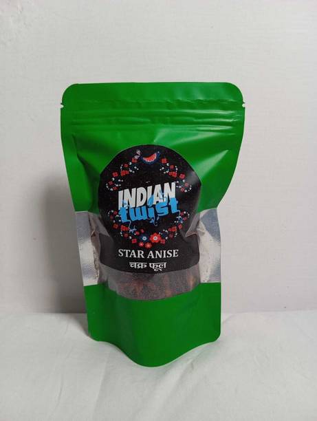 IndianTwist Whole Star Anise / Badiyan / Chakri Phool Spice | 100% Pure & Natural | Premium