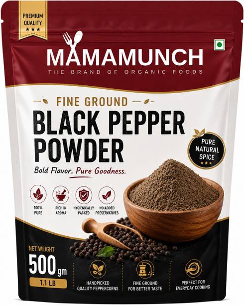 MAMAMUNCH Premium Quality Fine Ground Black Pepper Powder 500 gm (Pack of 1)