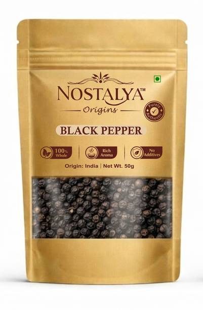 Nostalya Premium Black Pepper Whole (Kali Mirch) 50g | Strong Aroma | No Preservatives