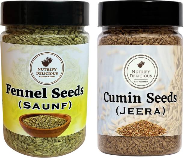 NUTRIFY DELICIOUS Whole Fennel Seeds - Sabut Sounf 100g - Whole Cumin Seeds - Sabut Jeera 100gm