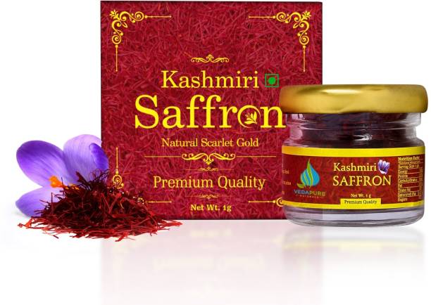 vedapure naturals Premium A++ Grade Kashmiri Saffron/Kesar Threads, 1gram