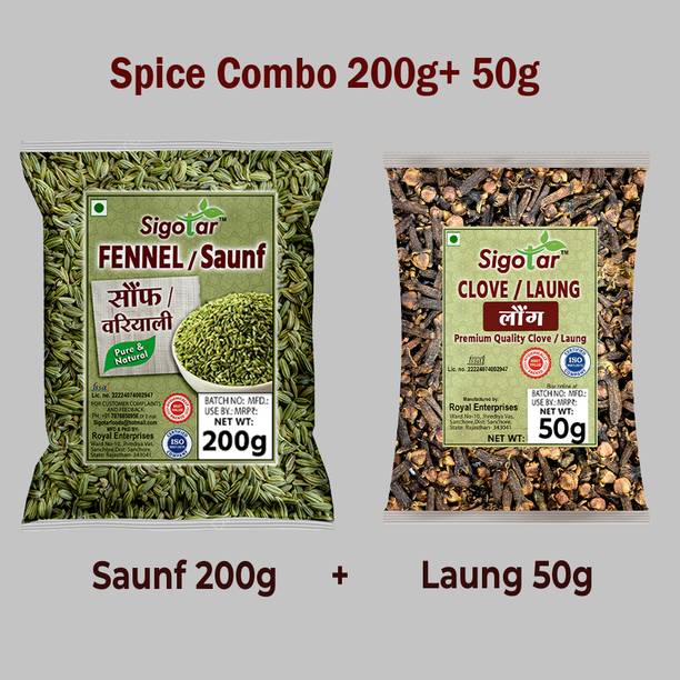 Sigotar Fennel Seeds 200gm & Clove /Laung 50gm Combo Pack 250g