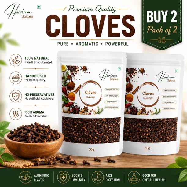 Heirloom Spices Premium Whole Cloves (Laung) Pack of 2 Each Bold Aromatic Natural Cloves 50g