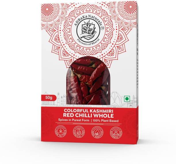 ADRaKa NATURALS Kashmiri Red Chilli Whole | 100% Plant Based Premium Whole Spices