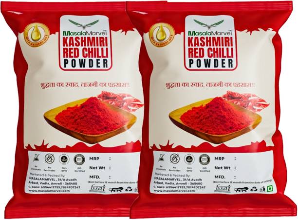 MASALAMARVEL Kashmiri Red Chilli Powder | Dried Lal Mirchi | Natural Oil | Indian Spice