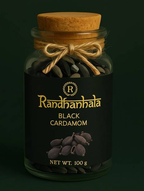 Randhanshala Whole Black Cardamom | Sabut Badi Elaichi | Smoky Aroma, Bold Flavor for Cooking