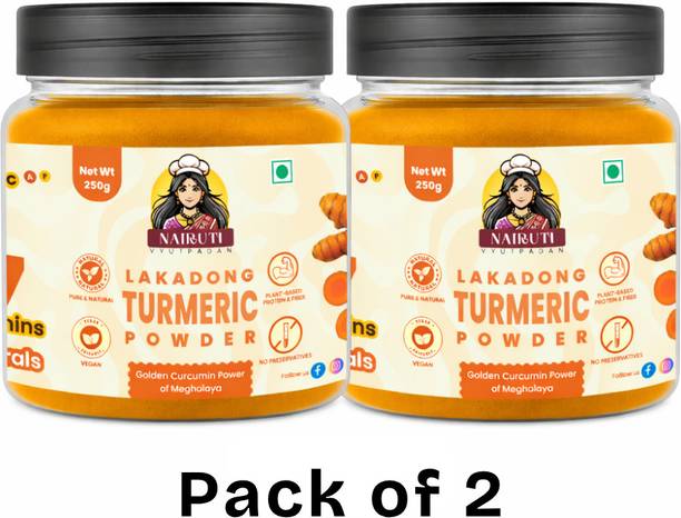 Nairuti Vyutpadan Lakadong Turmeric Powder 250g x 2 | High Curcumin | Pure & Chemical-Free Haldi