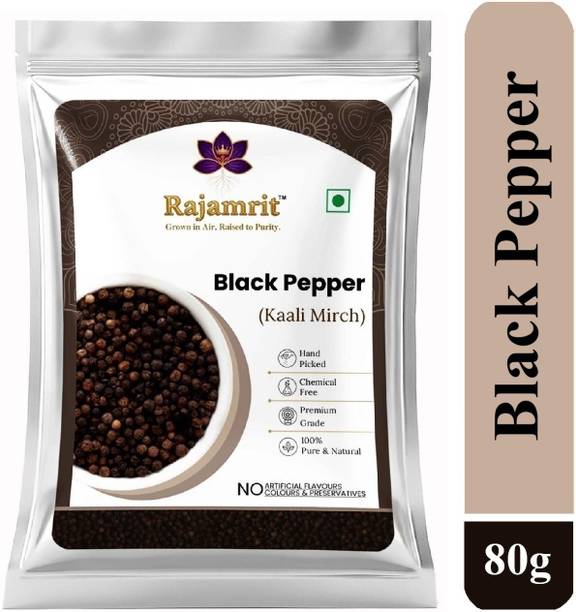 Rajamrit Organics Premium Black Pepper Whole/Sabut Kali Mirch | Natural Unpolished Malabar Grade
