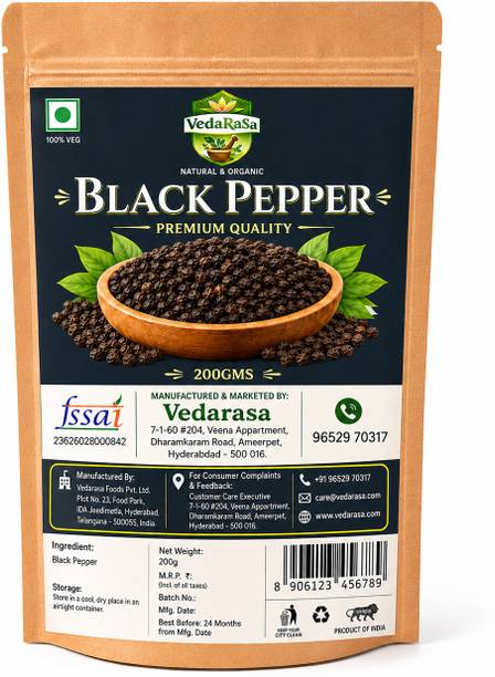 Vedarasa Black Pepper Premium Whole Black Peppercorns