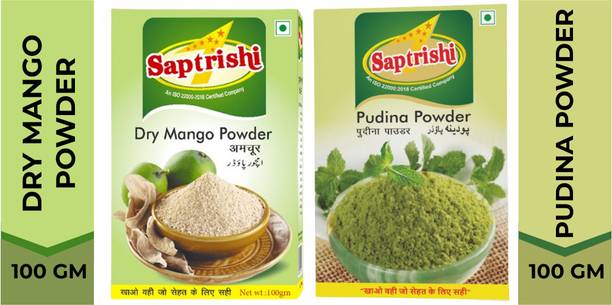 Saptrishi Dry Mango Powder & Pudina Powder Combo | Tangy Amchur & Mint Spice Set