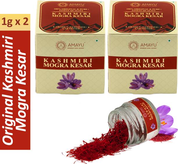 AMAYU Original Kashmiri Mogra Kesar 1 gm (Pack of 2) | A++ Grade Finest Premium Quality | 100% Pure & Natural