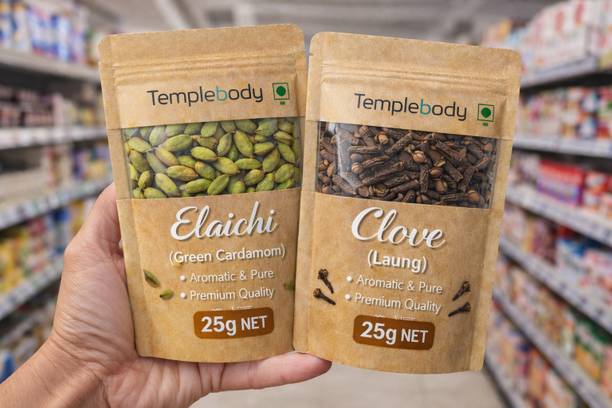 TempleBody Premium Laung + Elaichi | Green Cardamom + Clove | Daily Essentials Spice Combo