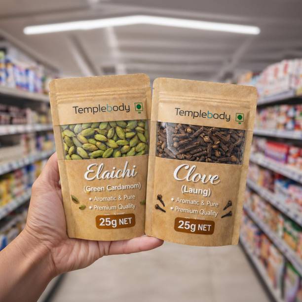 TempleBody Premium Laung + Elaichi | Green Cardamom + Clove | Daily Essentials Spice Combo