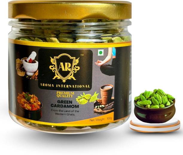 Aroma International Premium Whole Green Cardamom | Export Quality Hari Elaichi 6–7 mm (100 g)