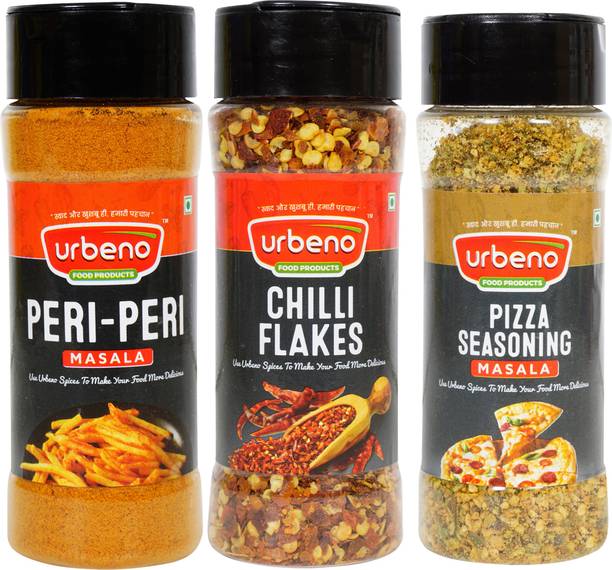 Urbeno Pure & Natural Peri Peri, Chilli Flakes & Pizza Masala Combo ( Pack of 3 )