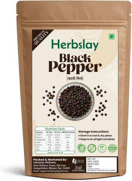 Herbslay Premium Bold Black Pepper | Kali Mirch Whole | Rich In Antioxidants
