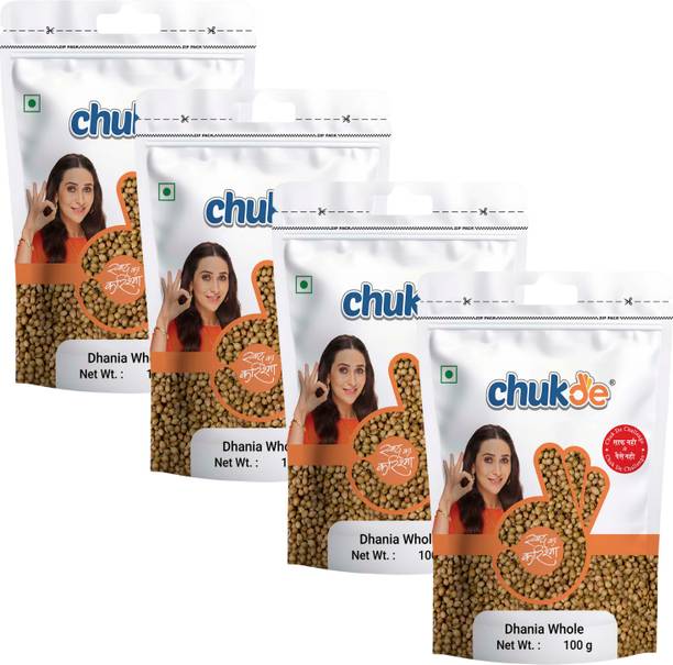CHUKDE Dhania Whole - Dhania Sabut - Coriander Whole - Indian Spice - 100g X 4