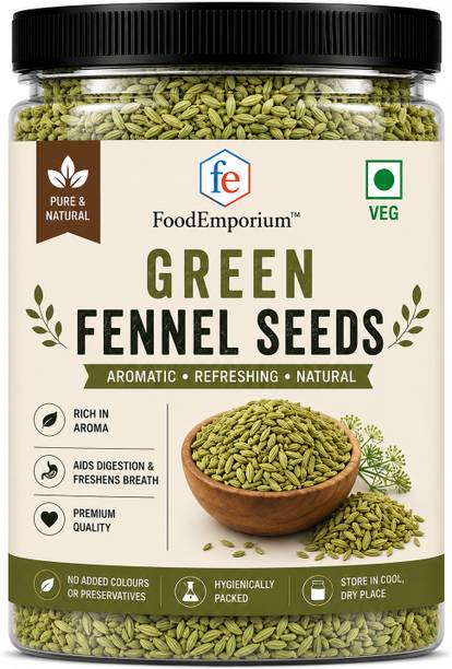 FoodEmporium Fresh Green Fennel Seeds (Saunf) for Digestive Health & Mouth Freshener