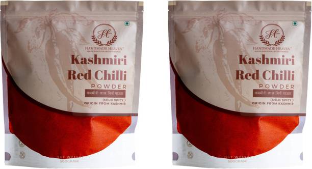 Handmade Heaven Kashmiri Red Chilli Powder packet|StoneGround,Fiery&Natural Flavor|