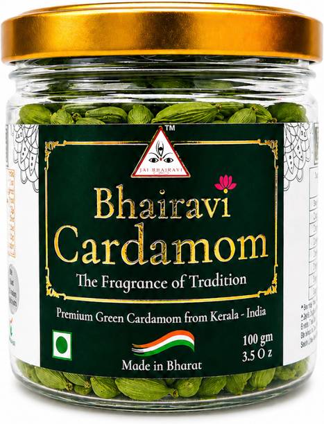 BHAIRAVI Premium Idukki Green Cardamom 8mm Bold | Export Quality Whole Elaichi Pods |