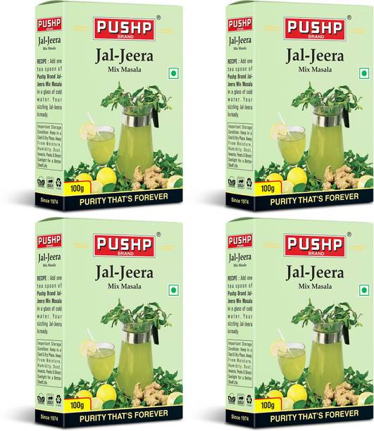 Pushp Brand Jaljeera Masala 100g Box | Indian Refreshing Summer Drink Mix | Pack of 4