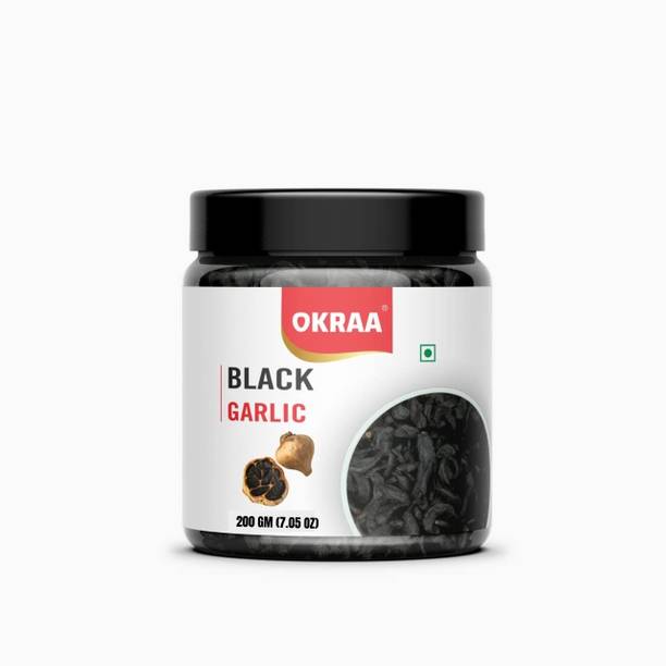 OKRAA Black Garlic / Peeled Cloves / Black Garlic Flakes ( Black Garlic ) - 200 GM