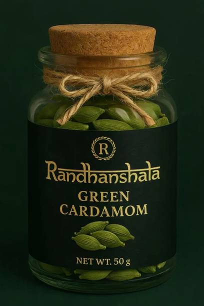 Randhanshala Green Cardamom Whole Elaichi– Intense Aroma,Versatile Spice for Cooking|Bold 8mm