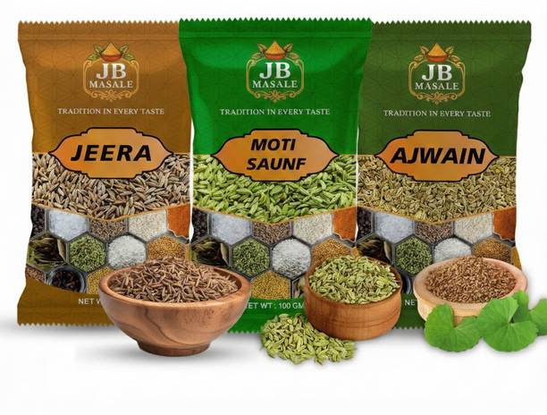 JB MASALE Pack of 3 – Jeera, Moti Saunf & Ajwain (100 g Each)