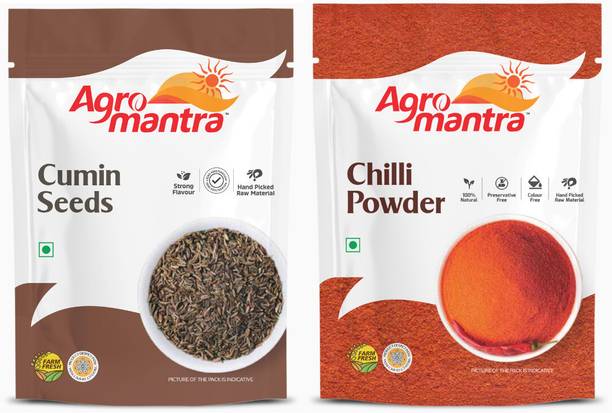 Agro Mantra Combo of Cumin Seeds 100gm & Red Chilli Powder 100gm