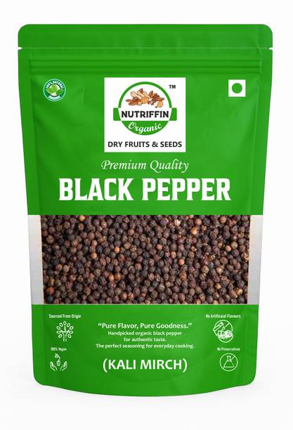 Nutriffin Organic Black Pepper Whole | Premium Kali Mirch | Grade - Bold Size | Unpolished