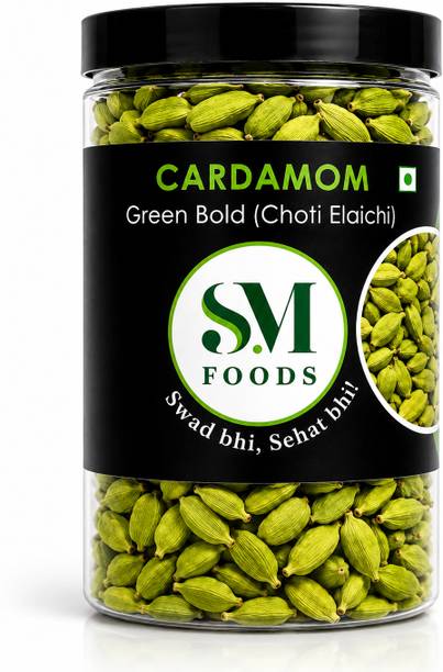 SM FOODS Cardamom Green Whole Elaichi Origin Size- (8mm)