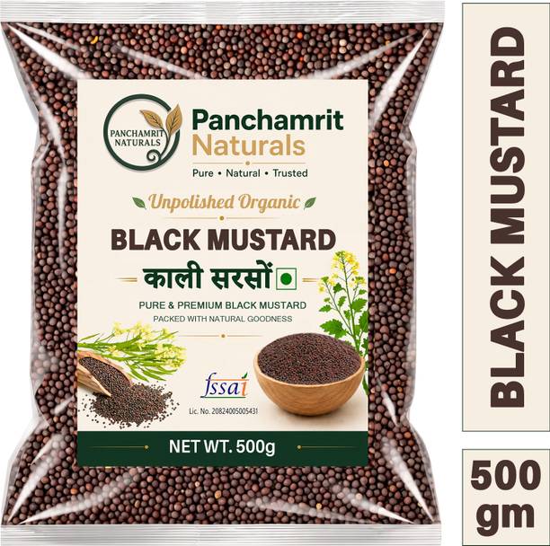 PANCHAMRIT NATURALS Pure Organic Black Mustard Seeds 500g, Unpolished Kali Sarso Whole Seeds
