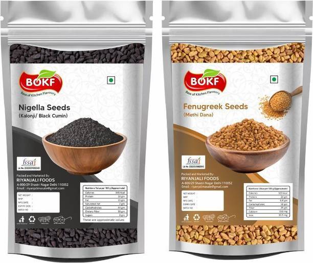 BOKF Pack Of Fenugreek & Nigella Seeds ( Kalonji & Methi Dana ) Each Of 100g