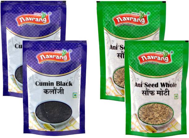 NAVRANG Kaluanji (Cumin Black) and Moti Saunji (Ani Seed Whole) Combo Pack