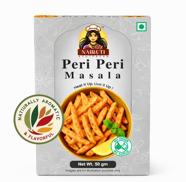 Nairuti Vyutpadan Peri Peri Jain Masala 50g – Jain No Onion No Garlic Spicy Seasoning for Snacks