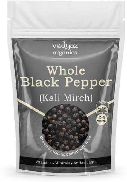Vedyaz Organic Whole Black Pepper - Natural Sabut Kali Mirch/ Grade A - Bold Size Seed
