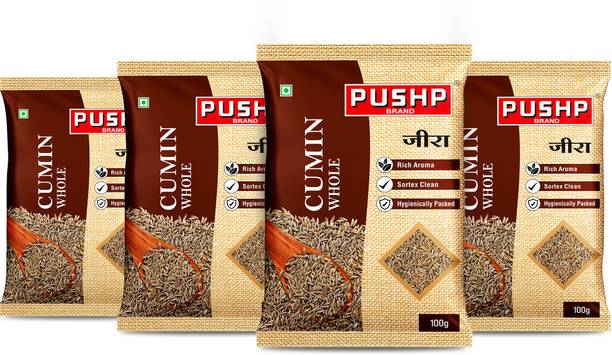 Pushp Brand Whole Jeera | Premium Cumin Seeds for Cooking & Tadka | 100g Pouch