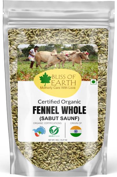 ब्लिस ऑफ अर्थ 1kg USDA Organic Fennel Seed Whole, Sabut Saunf