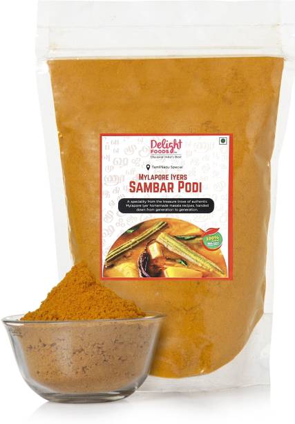 Delight Foods Mylapore Iyer's Sambar Podi - Ready Masalas and Podi | Mixed Spices | Tamil Nadu Special | NO PRESERVATIVES