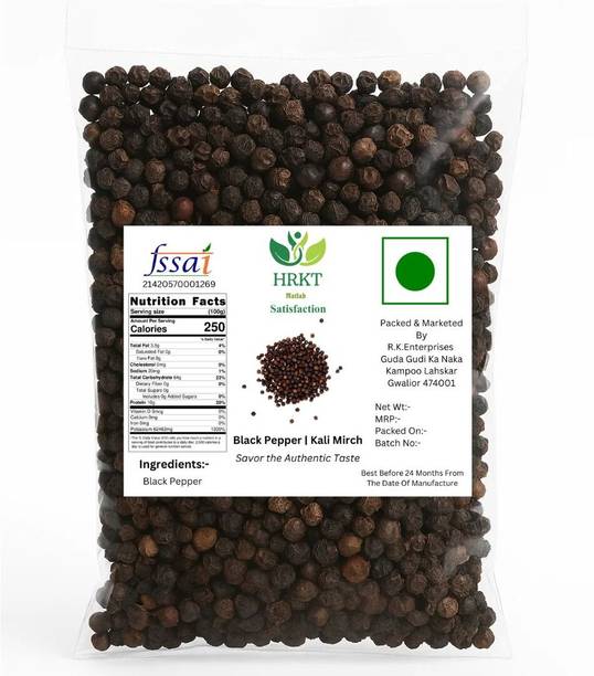HRKT Handpicked Whole Black Pepper | Sabut Kali Mirch | Khadi Kali Mirch