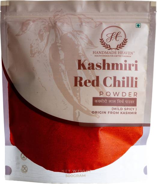 Handmade Heaven Kashmiri Red Chilli Powder packet|Stone-Ground,Fiery&Natural Flavor-500gm