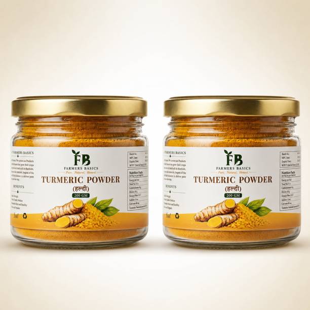 Farmers Basics Natural Turmeric Powder | Sun-Dried | Chemical Free | Glass Jar