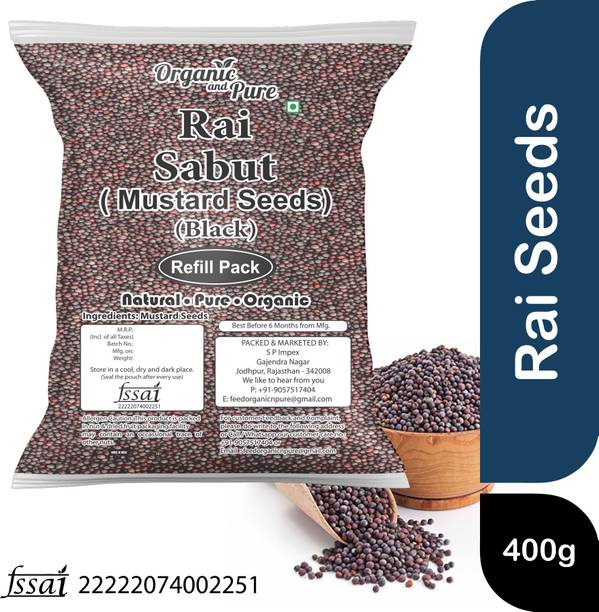 Organic and Pure Black Mustard Seeds Kaali Sarso Rai Sabut Refill
